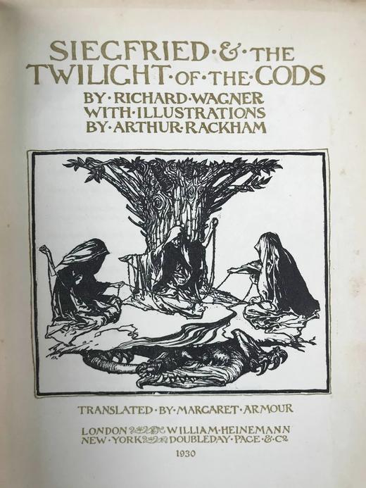 1914-30年 瓦格纳《尼伯龙根的指环》（全2卷） 鬼才拉克姆64幅彩色手工贴图 漆布精装16开 商品图4