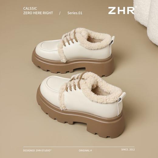 ZHR加绒乐福鞋女2024新款冬季厚绒保暖包跟棉鞋通勤ins厚底单鞋女 商品图9