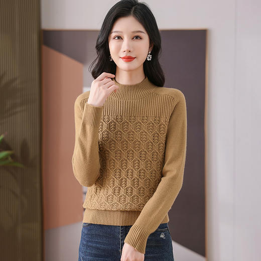 CC-101-59052短款毛衣女冬季显瘦半高领内搭时尚厚款保暖上衣女羊毛针织打底衫 商品图2