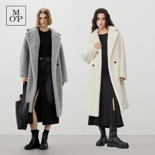 MOP冬季新款翻领中长款泰迪颗粒羊羔绒中长大衣保暖外套女 商品图1