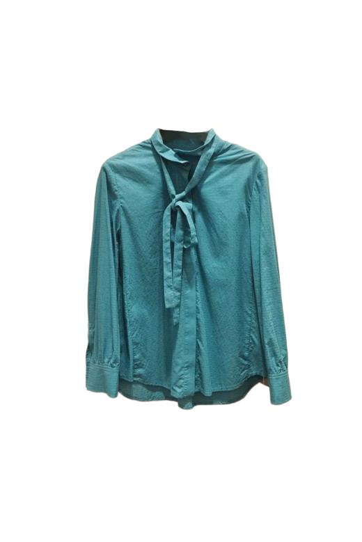 VIVIAN LIU R2443005初秋女装新款小翻领系带不规则下摆长袖衬衫 商品图5