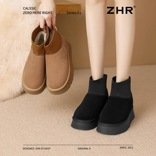 ZHR则则加绒厚底雪地靴防寒保暖女靴冬季新款百搭棉鞋轻便短靴女 商品图6