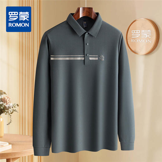 罗蒙男士秋冬Polo衫经典翻领百搭休闲商务polo衫男长袖t恤男春秋t恤男长袖 商品图0