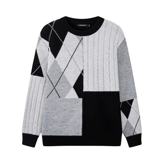 gxg.jeans男装  春季热卖黑灰拼接圆领毛衫JFD12000501 商品图4