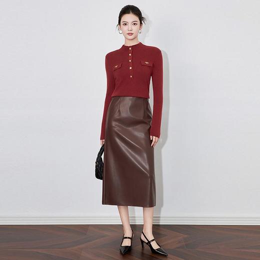 【高货wl】全新升级【铂金会员183/天猫249/差价66】(40847) 洛诗琳秋冬新款高级感精致气质立领玫瑰金扣小香风针织衫 商品图2