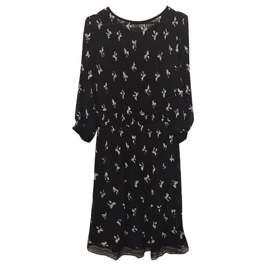 VIVIAN LIU TD2434122夏新款圆领带吊带印花压褶长袖长款连衣裙 商品图1