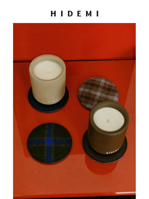 HIDEMI 节日系列限定款进口头层小牛皮羊毛拼接双面设计感杯垫套组4个装 商品图2