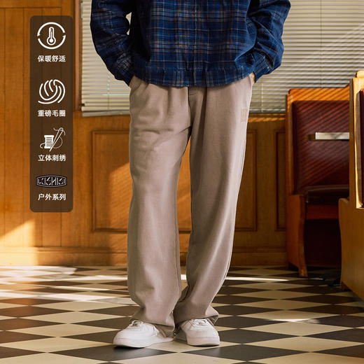 LUSHISI重山主题重磅毛圈做旧立体刺绣美式潮流复古宽松运动长裤 商品图3