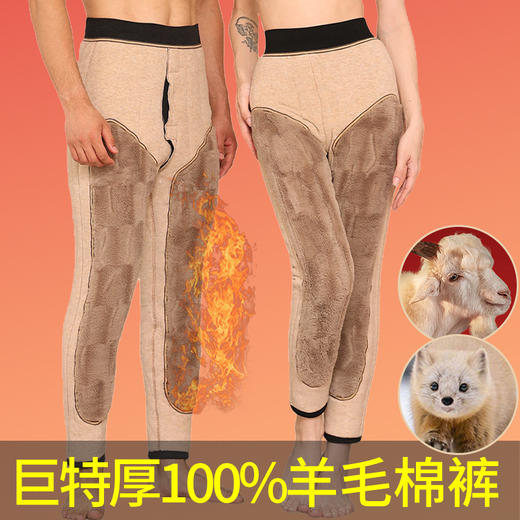 东北特厚100%羊毛棉裤，男中老年高腰加厚加绒貂绒护膝保暖裤外穿女KT-8501 商品图0
