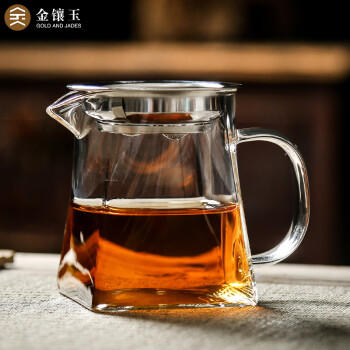 金镶玉公道杯高硼硅玻璃杯带不锈钢茶漏 茶海虑茶器 四方雅致350ml 商品图7