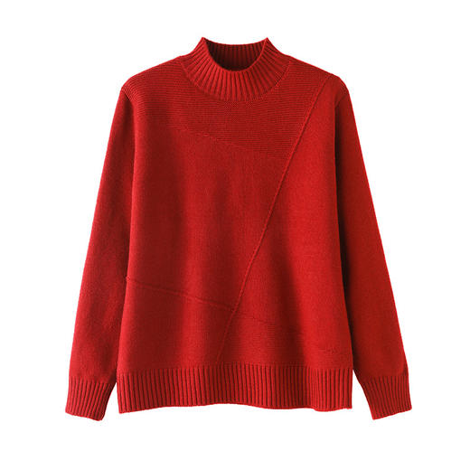 CC-ML-5297半高领复古毛衣女秋冬宽松内搭慵懒风厚款套头羊毛针织打底衫上衣 商品图4