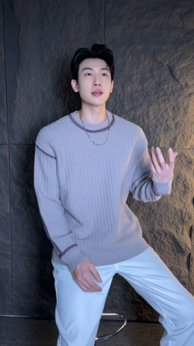 秋冬季新款时尚个性美式街头慵懒风明线毛衣圆领套头百搭针织衫