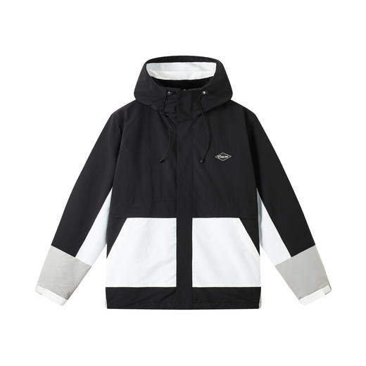 gxgjeans男装冬季夹克黑白撞色拼接两件套连帽夹克外套 商品图4