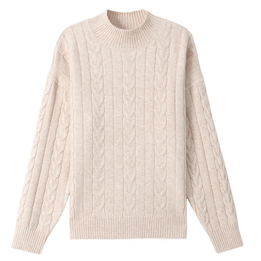 CC-tbrk-X1809时尚绞花半高领内搭短款针织衫女秋冬2024新款宽松厚款打底衫毛衣 商品图4