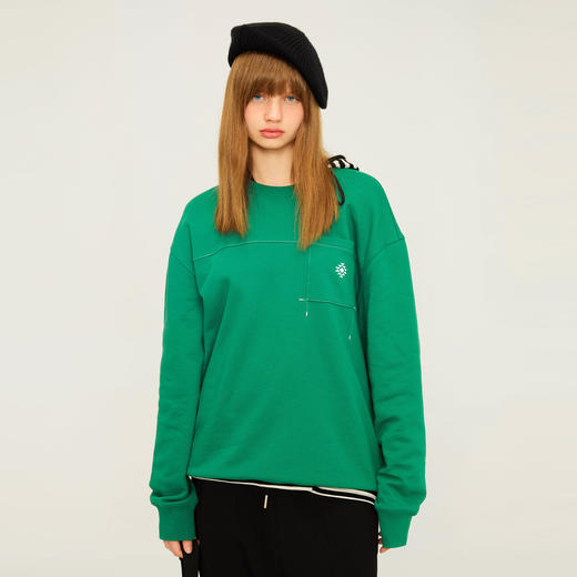 gxg.jeans男装春季男女同款休闲圆领绿色卫衣时尚潮流卫衣 商品图2