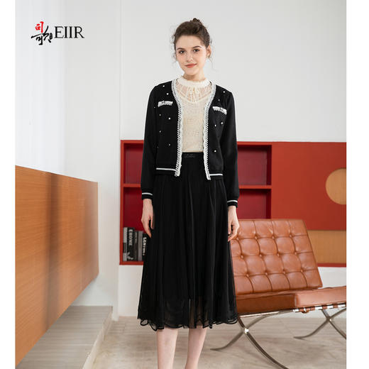 司歌长袖开衫外套秋冬黑白小香风B901011X 商品图4