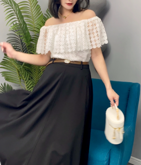 【内购不退换】【M1】臣禾蕾丝露肩上衣9213054676