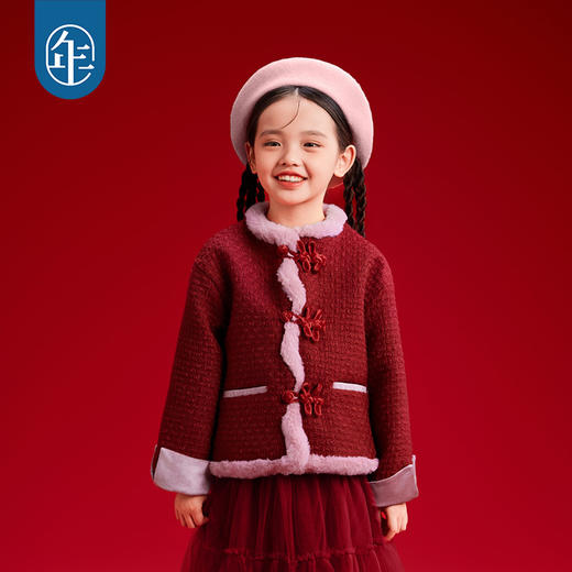 年衣童装儿童唐装外套冬季新品女童新中式国风红色拜年服上衣中式甜心外套 商品图3