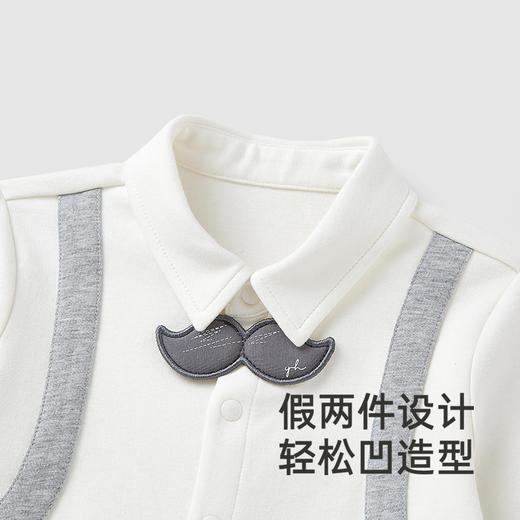 【商场同款】英氏婴儿衣服春夏长袖棉麻透气男童连体衣假两件爬服 商品图2
