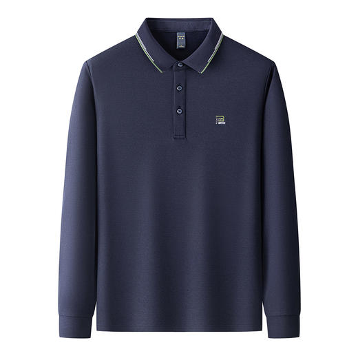 罗蒙秋冬保暖男士长袖Polo衫含羊毛蚕丝双面磨毛休闲百搭polo衫男长袖t恤男 商品图3