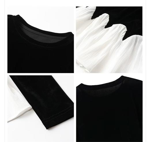 优雅气质丝绒拼接荷叶花边精致美丽衫 商品图11