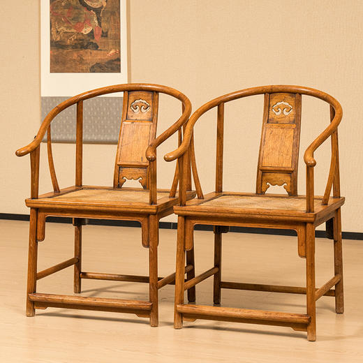 清 黄花梨三攒靠背如意云纹圈椅（一对） 商品图4