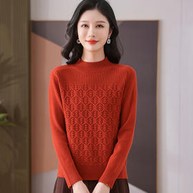 CC-101-59052短款毛衣女冬季显瘦半高领内搭时尚厚款保暖上衣女羊毛针织打底衫