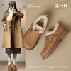 ZHR加绒勃肯鞋女2024冬新款厚底乐福鞋复古小皮鞋保暖雪地靴棉鞋 商品缩略图0