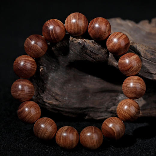 【青山特惠】1.5*15颗沉水级黑肉印度迈索尔正区老山檀 手串 L26 商品图0