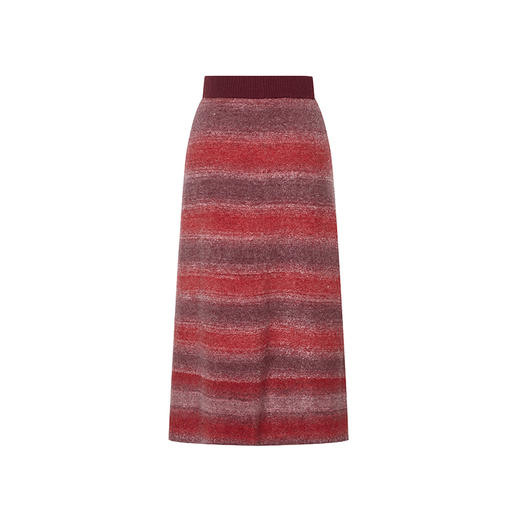 两三事 霜花织影 2024冬季新款花色条纹不对称毛织半身裙长裙 商品图4