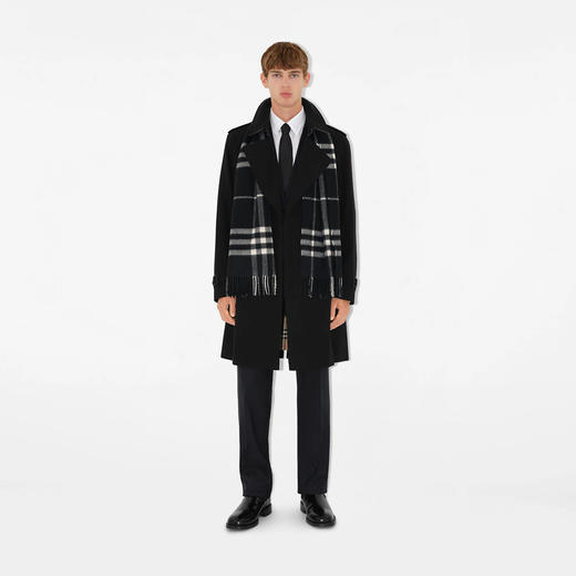 BURBERRY 巴宝莉 男士肯辛顿版型 – 中长款 Heritage Trench 风衣 黑色 8079386 A1189 商品图1