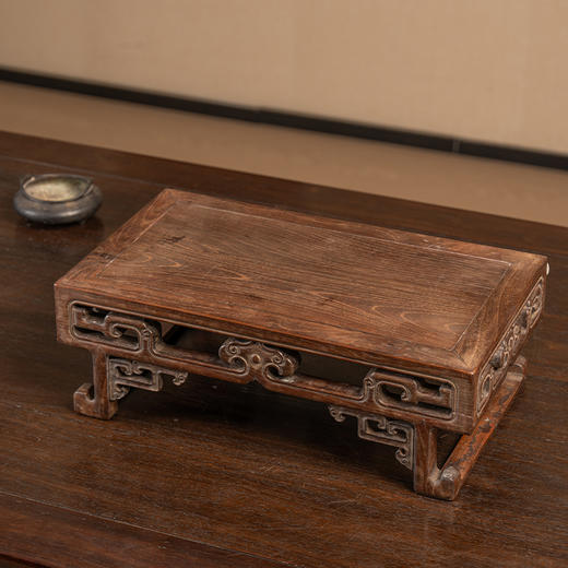 清 柞榛木透雕拐子如意纹案中案摆件 商品图4