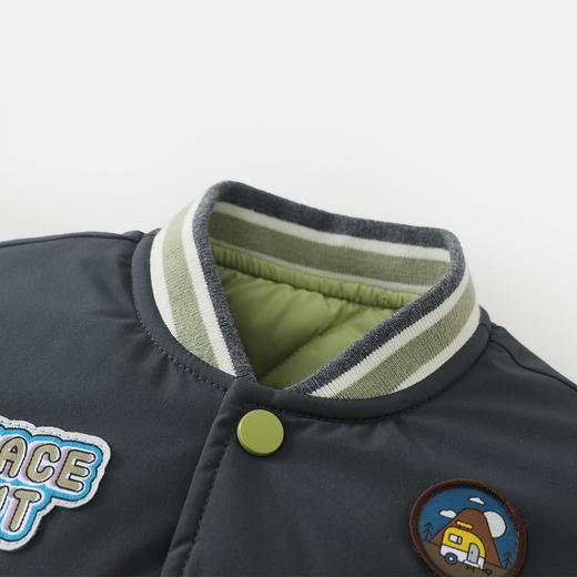 【夹棉加厚】齐齐熊宝宝棒球服外套男童秋冬2024新款儿童保暖秋装 商品图3