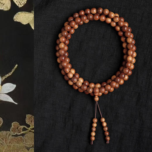 【青山特惠】0.8*108颗沉水级黑肉印度迈索尔正区老山檀手串 L15 商品图0