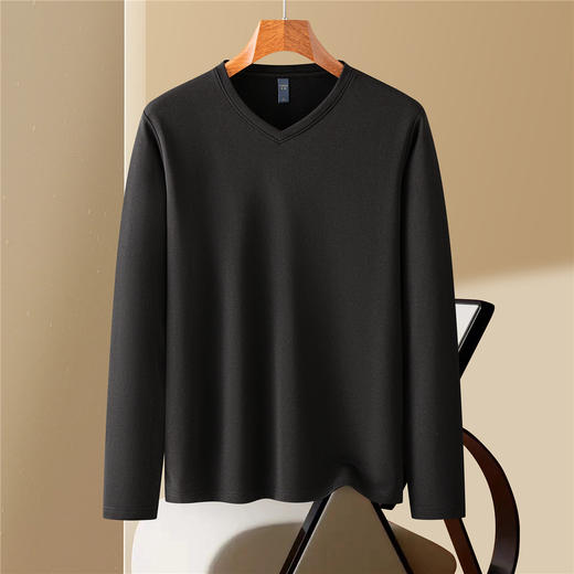 罗蒙男士秋冬长袖T恤含羊毛蚕丝双面磨毛t恤男长袖t恤男士打底衫 商品图5