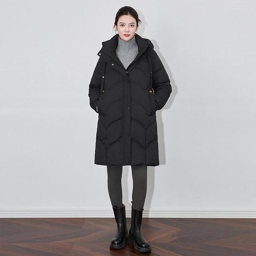 【高货wl】全新升级【铂金会员661/天猫899/差价238】(40002) 洛诗琳肌理感菱格连帽羽绒服鸭绒加厚保暖御寒时尚外套 商品图3