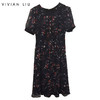 VIVIAN LIU TD2434121夏女装新款圆领印花收腰短袖长款连衣裙 商品缩略图0