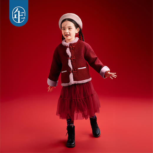 年衣童装儿童唐装外套冬季新品女童新中式国风红色拜年服上衣中式甜心外套 商品图2