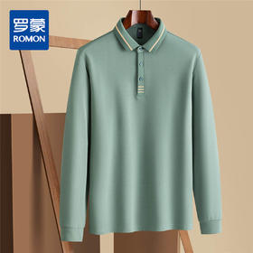 罗蒙男士秋冬Polo衫加绒保暖含羊毛蚕丝双面磨毛撞色领商务长袖polo衫男t恤
