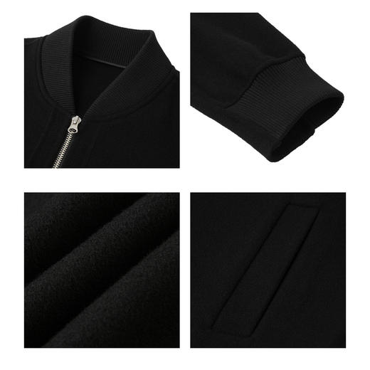 gxg.jeans男装冬季黑色简约夹克拉链设计翻领呢夹克JEX12100574 商品图3