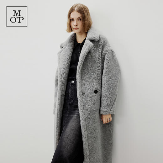 MOP冬季新款翻领中长款泰迪颗粒羊羔绒中长大衣保暖外套女 商品图4