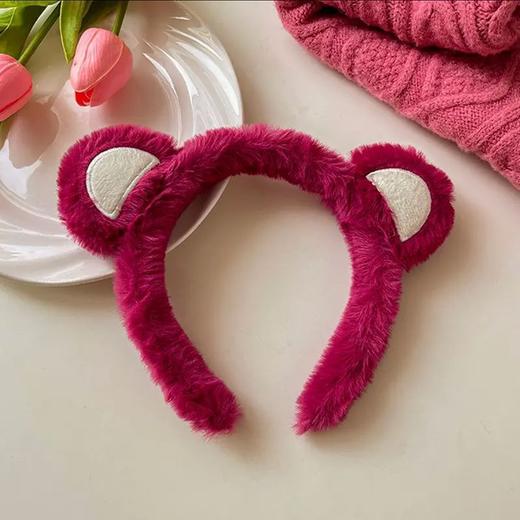 【阔爱草莓熊合集】可爱小熊发箍 敷面膜洗脸洗头毛绒发带 网红发夹草莓熊 颅顶束发带-QQ 商品图7
