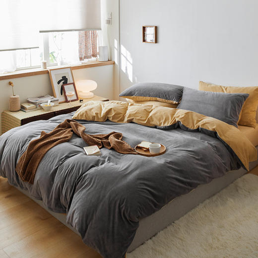 【天鹅绒双拼四件套】天鹅绒双拼四件套秋冬保暖绒布四件套秋冬4件套-双拼 商品图2