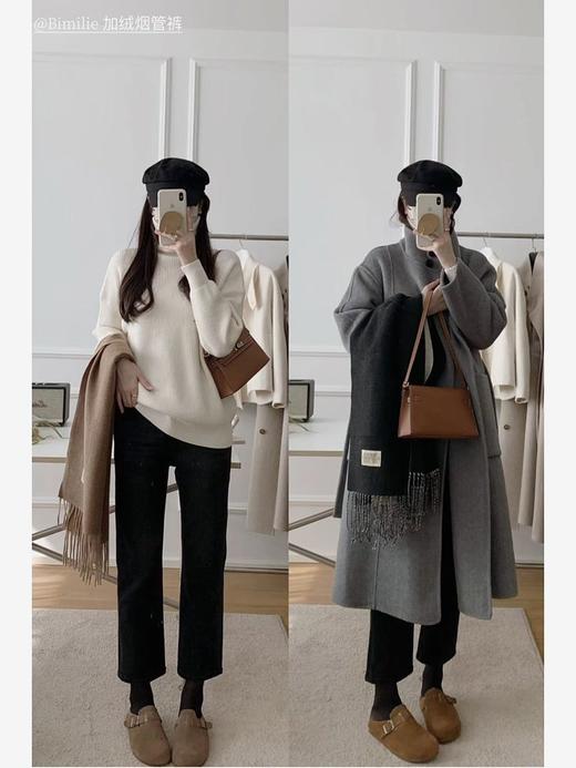 2.26之后发！买就送打底袜！满分王炸裤【蓓米莉Bimilie加绒烟管裤】版型太好了，修饰腿型超绝🔥内里加绒，狠狠锁住温暖 ✅高腰烟管九分裤型，遮胯显瘦，显腿直 ✅裤子四面弹超舒适，版型遮肉不挑人！ 商品图8