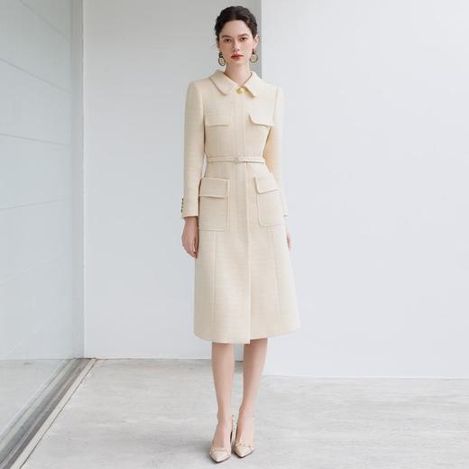 IWY/奶油黄色西装领连衣裙女双排扣中长款职业长裙美容院接待工装24C670-Y 商品图0