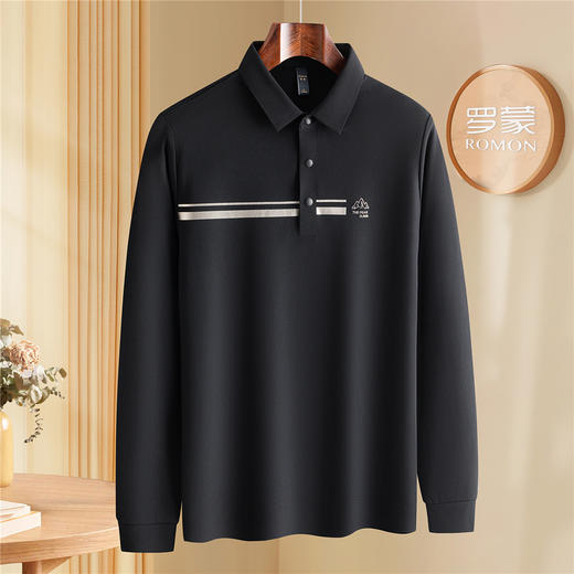 罗蒙男士秋冬Polo衫经典翻领百搭休闲商务polo衫男长袖t恤男春秋t恤男长袖 商品图2