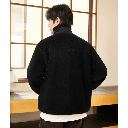 gxg.jeans男装冬季夹克黑色拉链口袋毛绒夹克JEX12100854 商品图2