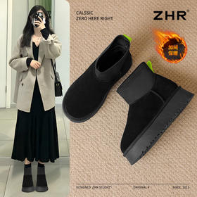 ZHR则则加绒厚底雪地靴防寒保暖女靴冬季新款百搭棉鞋轻便短靴女