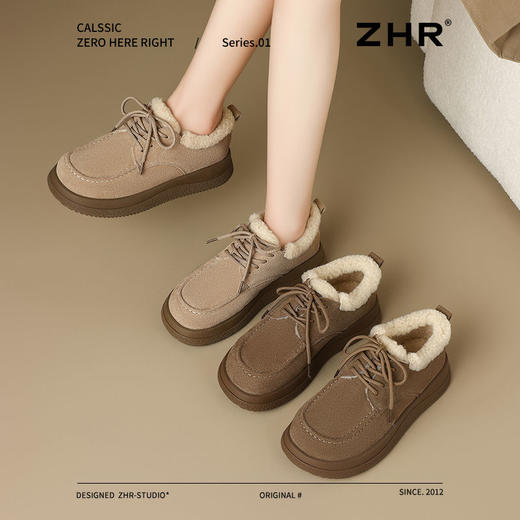 ZHR加绒女鞋2024新款冬季低帮雪地靴叠穿保暖勃肯鞋厚底百搭棉鞋 商品图7