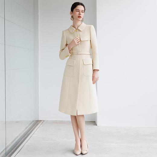 IWY/奶油黄色西装领连衣裙女双排扣中长款职业长裙美容院接待工装24C670-Y 商品图3